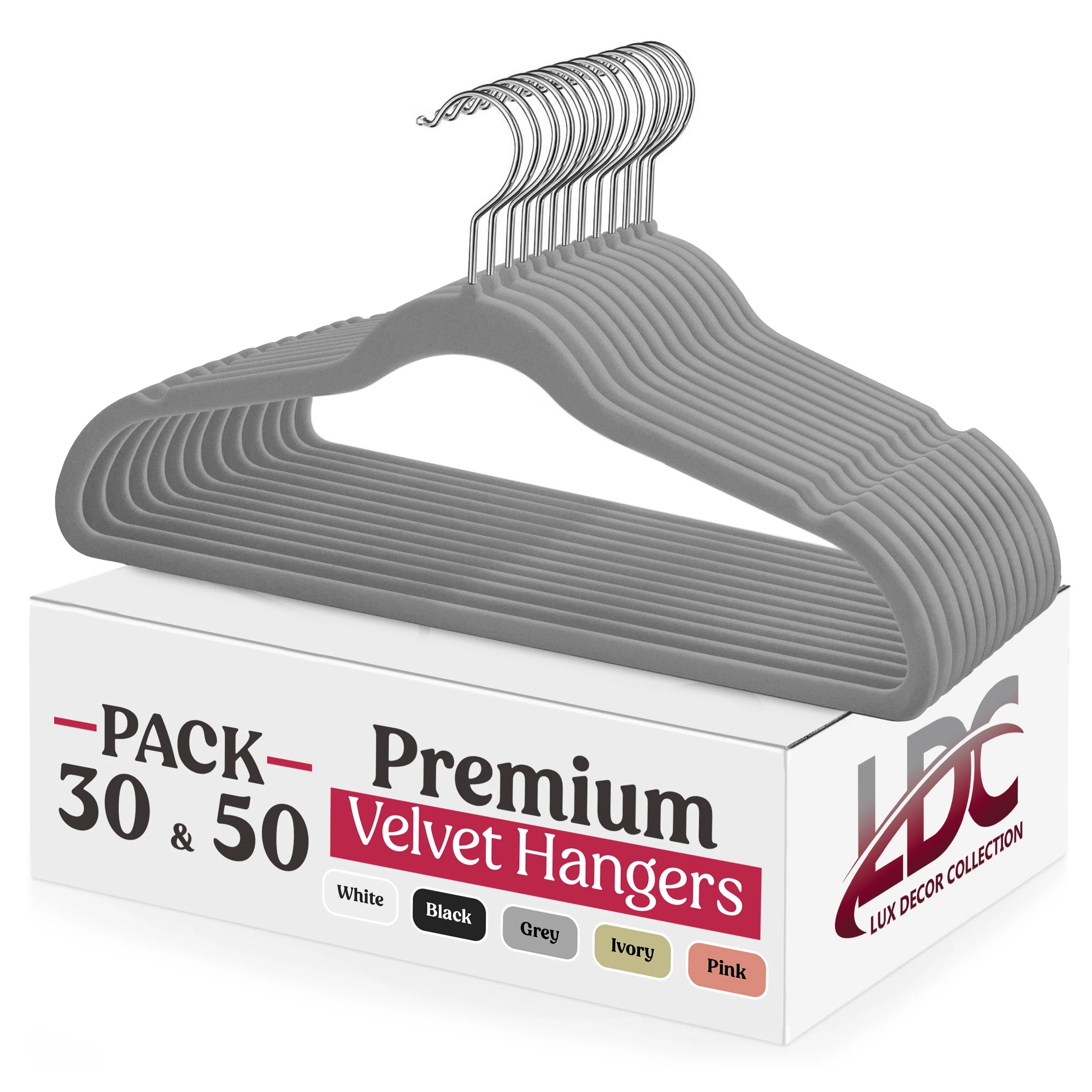 Lux Decor Velvet Hangers 30/50 Pack – Premium Non-Slip Heavy Duty Hangers with 360° Swivel Hook for Clothes & Coats