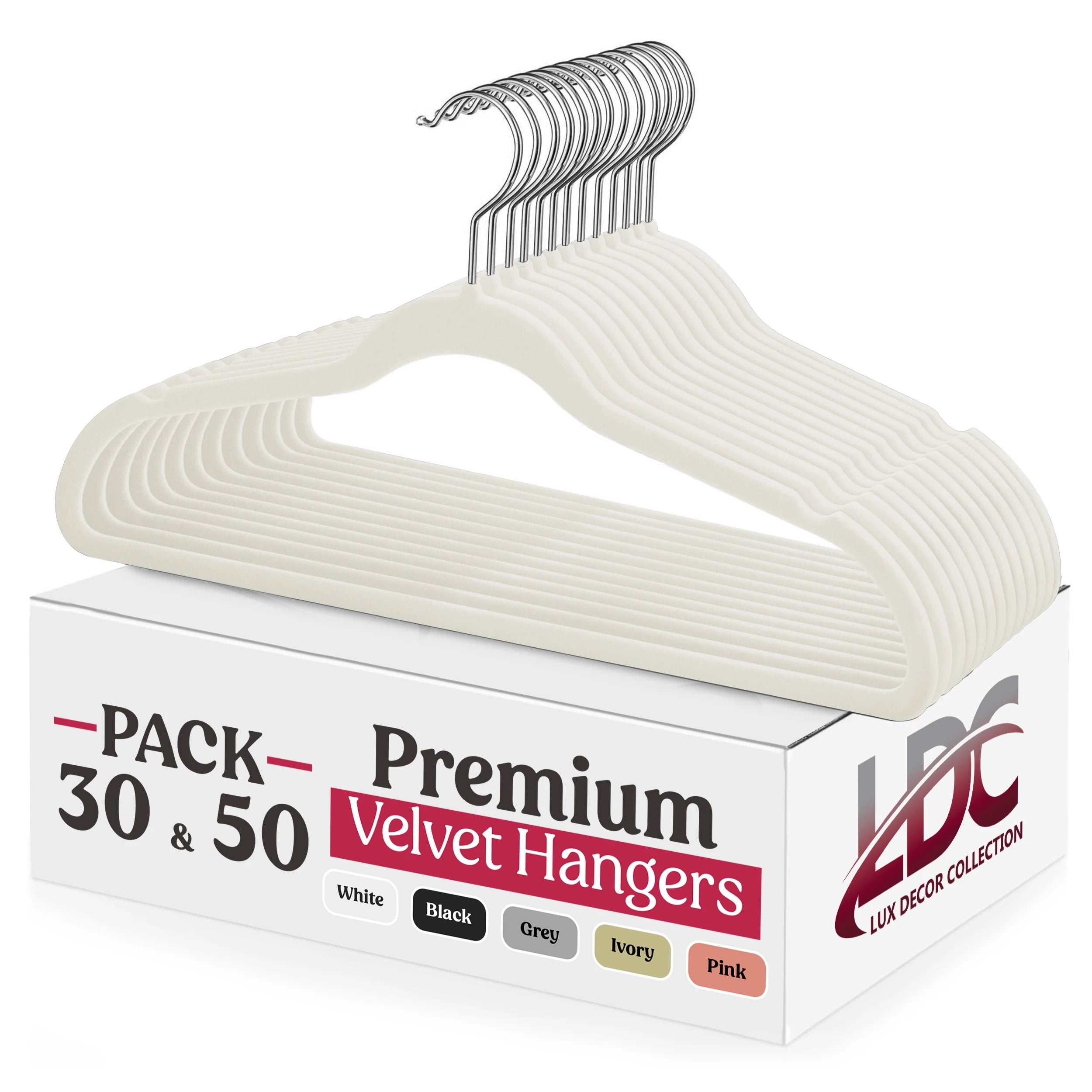 Lux Decor Velvet Hangers 30/50 Pack – Premium Non-Slip Heavy Duty Hangers with 360° Swivel Hook for Clothes & Coats