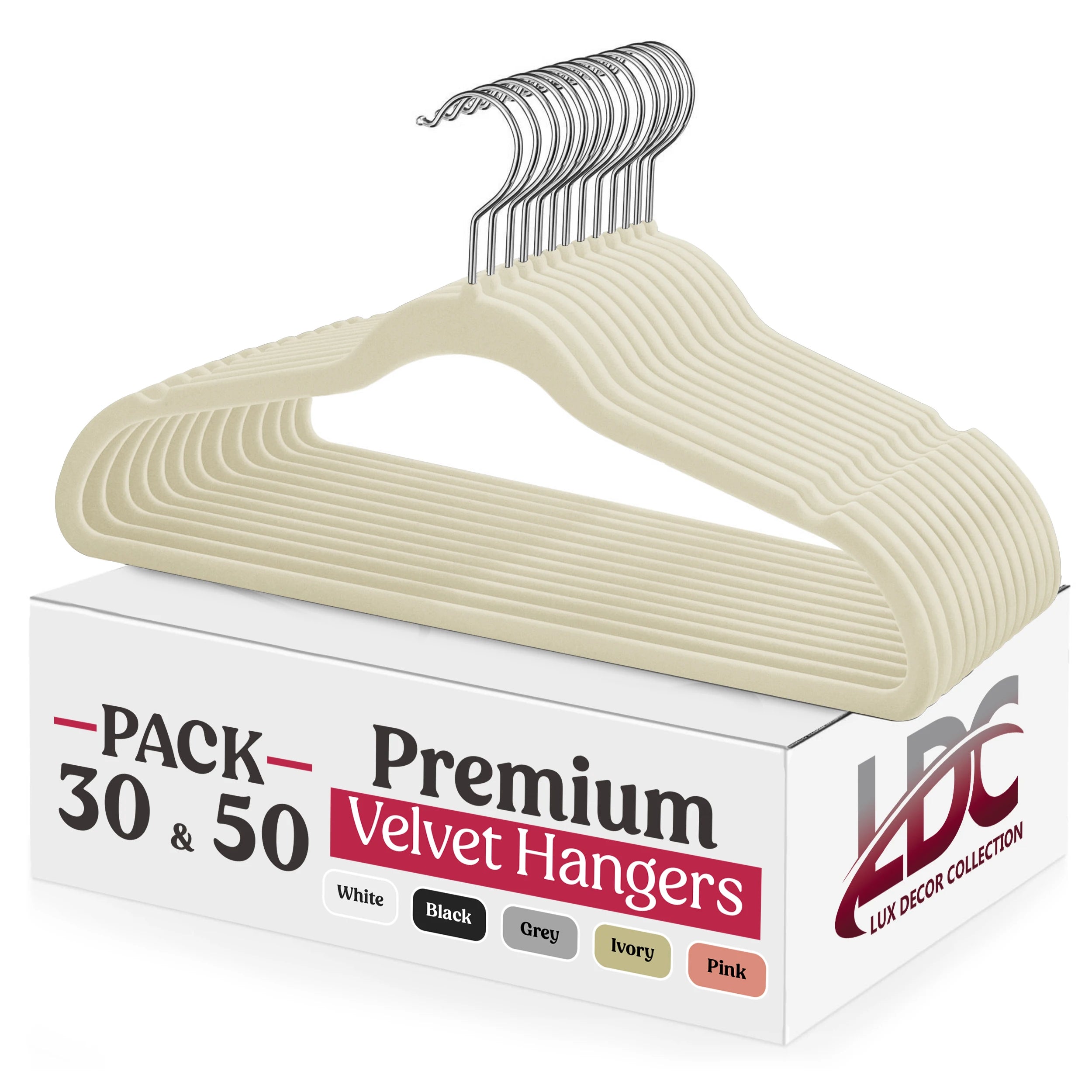 Lux Decor Velvet Hangers 30/50 Pack – Premium Non-Slip Heavy Duty Hangers with 360° Swivel Hook for Clothes & Coats