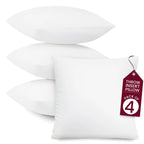 Lux Decor Throw Pillow Inserts – Set of 4 Soft Square Cushions with Fluffy, Supportive Fill for Bed, Sofa & Chair