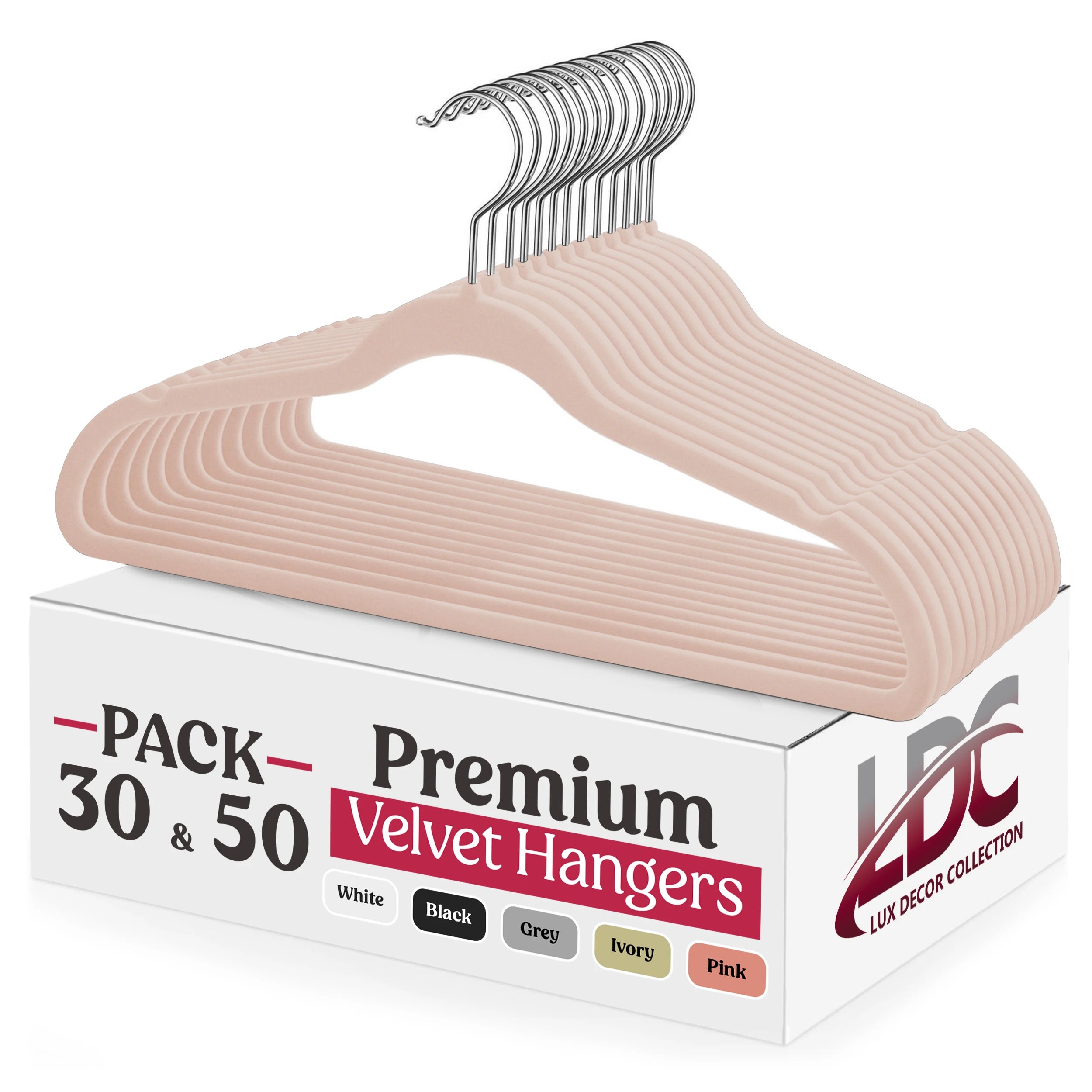 Lux Decor Velvet Hangers 30/50 Pack – Premium Non-Slip Heavy Duty Hangers with 360° Swivel Hook for Clothes & Coats