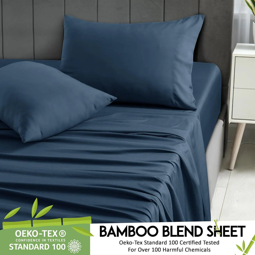 LUX Décor Bamboo Viscose Sheet Sets - Organic 35% Viscose derived from Bamboo Rayon Blend with 65% Polyester - Breathable & Soft