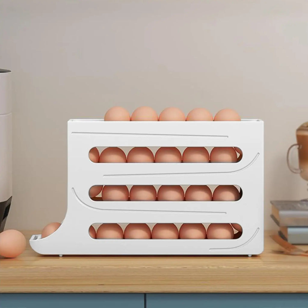 4 Tiers Egg Holder, Automatic Egg Rolling Rack, 30 Eggs Storage Rack