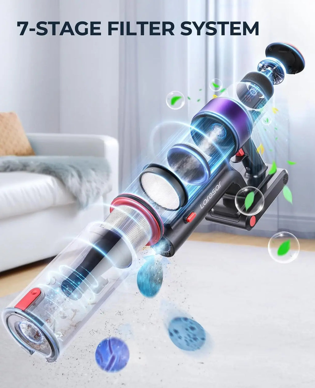Laresar Elite 8 Cordless Vacuum Cleaner Handheld  with 450W  Detachable Battery