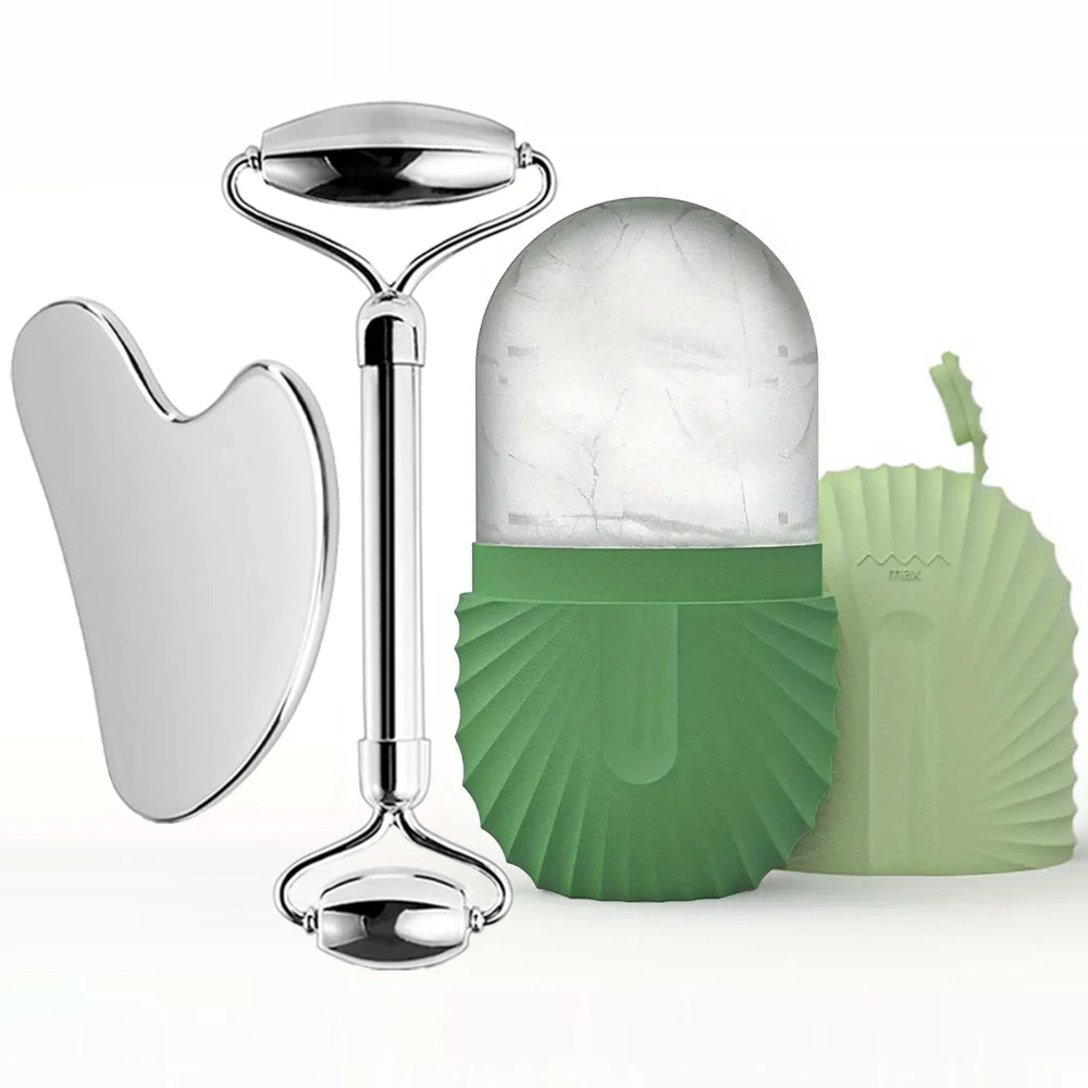 Stainless Steel Facial Roller Skincare Set