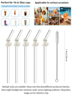 1/3/6PCS White Cat Curved Glass Straw