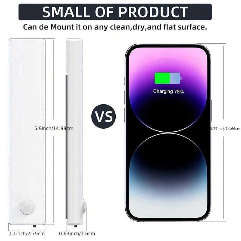 Under Cabinet Lights 6 Pack Motion Sensor Light Indoor LED USB-C Rechargeable Battery Operated Stick-On Light