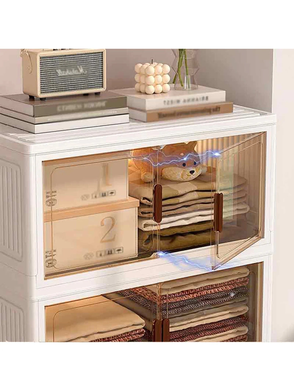 45cm 5layer Versatile 1-5 Layer Folding Storage Cabinet with Magnetic Doors - Dustproof, Waterproof