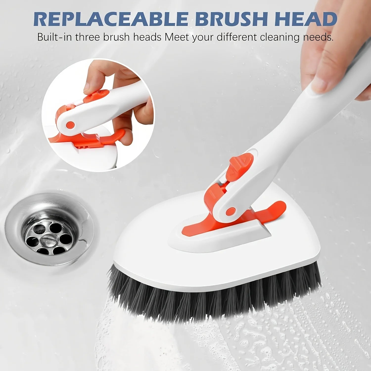 3-in-1 Tile Floor Brush with 52" Adjustable Long Handle