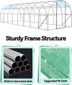 Large 27x10x7 ft Greenhouse with Reinforced Steel Frame, PE Cover,  for Outdoor Garden