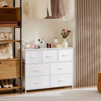 White Fabric Drawers Chest