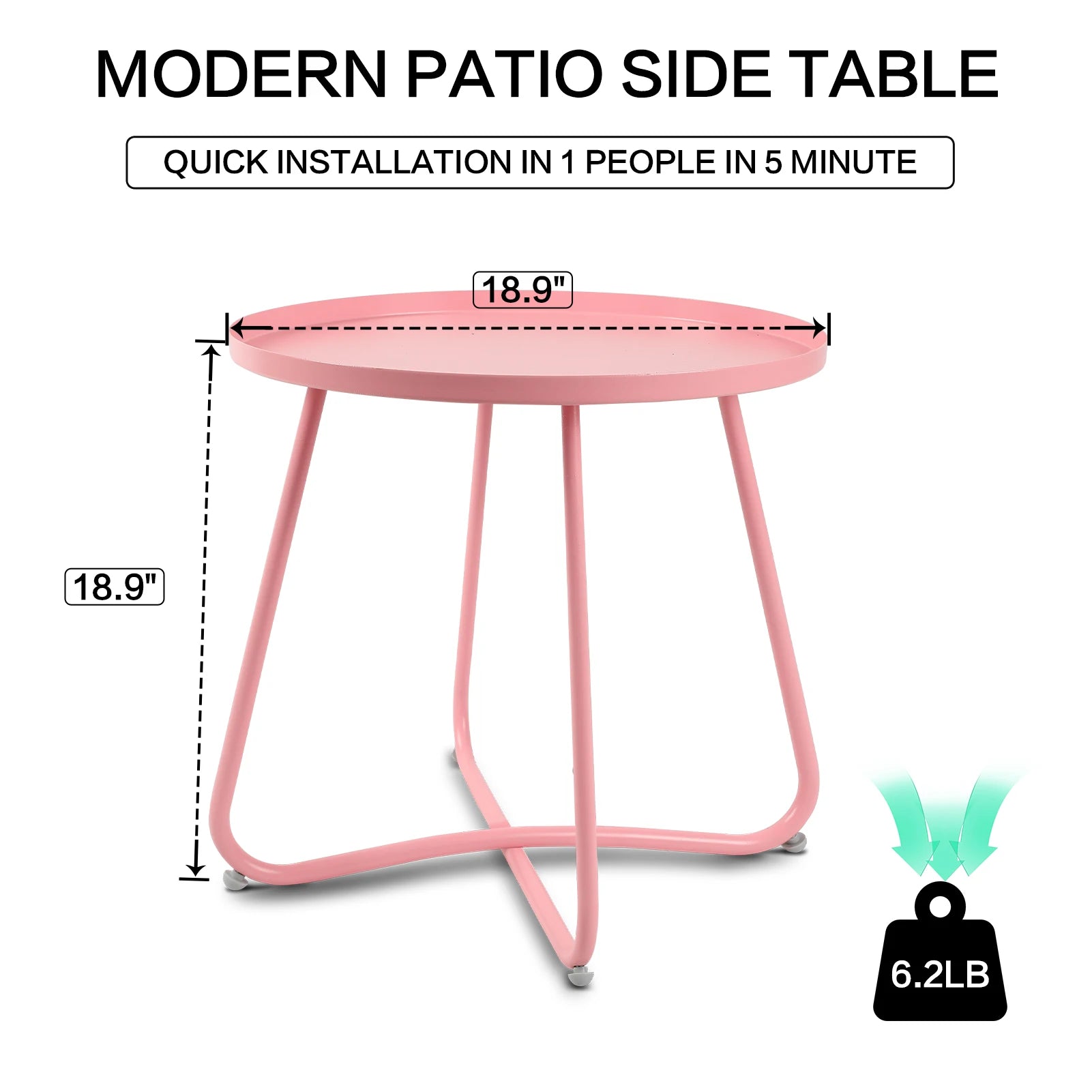Outdoor Steel Side Tables, Accent End Table for Patio Yard Garden
