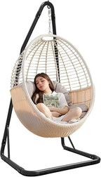 Heavy Duty Steel Hammock Chair Stand with 360 Hook, Supports 330lbs for Indoor Outdoor Use
