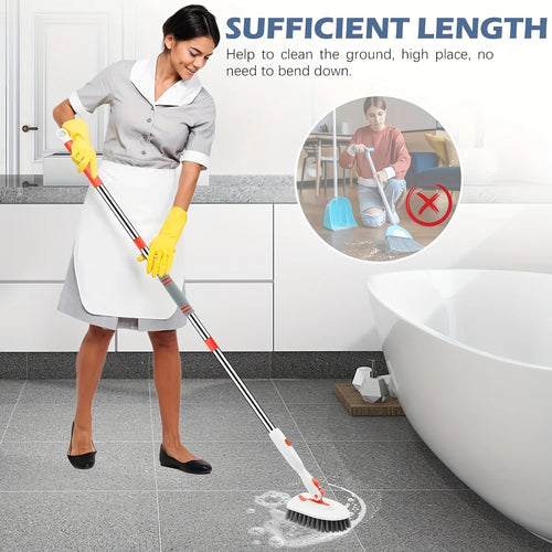 3-in-1 Tile Floor Brush with 52" Adjustable Long Handle