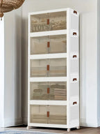 45cm 5layer Versatile 1-5 Layer Folding Storage Cabinet with Magnetic Doors - Dustproof, Waterproof