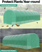 Large 27x10x7 ft Greenhouse with Reinforced Steel Frame, PE Cover,  for Outdoor Garden