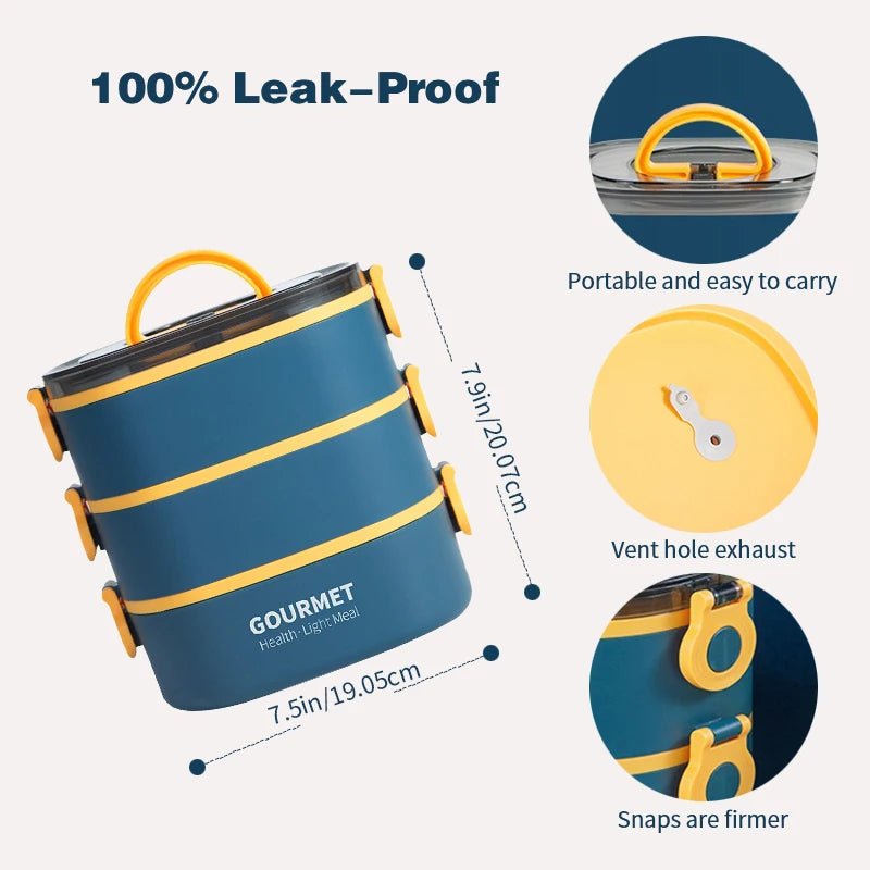 3‑Layer Bento Box Lunch Container – Stackable & Leak‑Proof