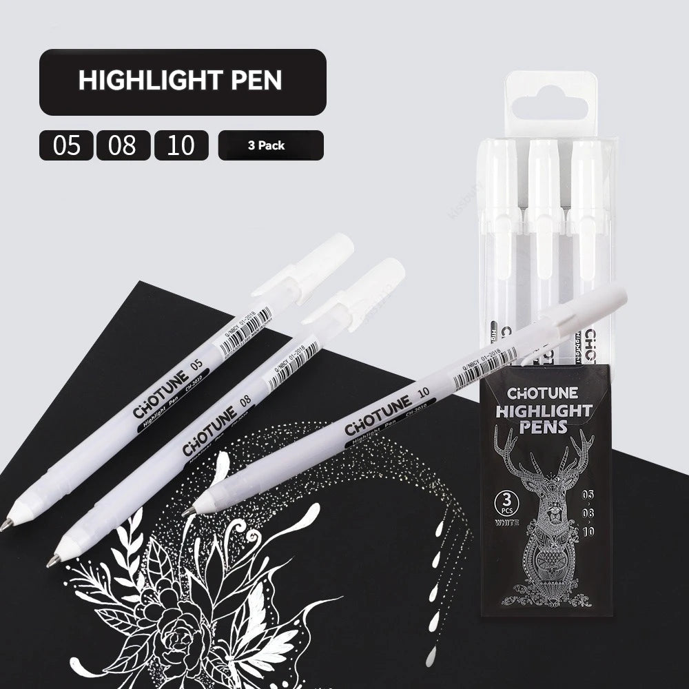 3PCS White Gelly Roll Gel Pens