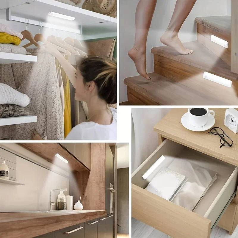 Under Cabinet Lights 6 Pack Motion Sensor Light Indoor LED USB-C Rechargeable Battery Operated Stick-On Light