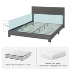 HOOMIC Full/Queen/King Upholstered Bed Frame with Adjustable Linen Headboard, Sturdy Wood Slats & Quiet Support