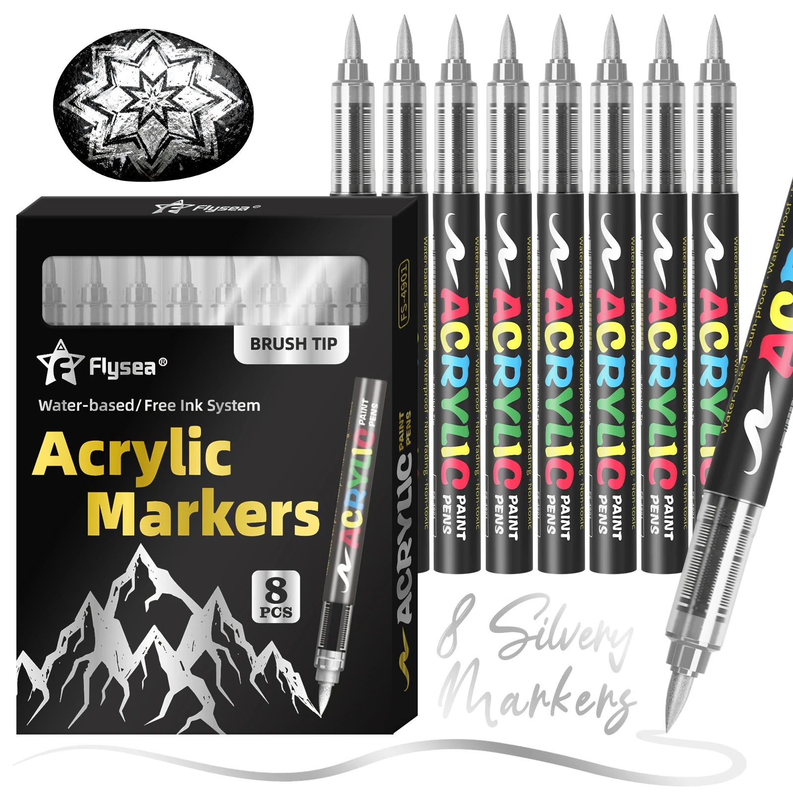 12-Pack (Gold, Silver, Black, White) Acrylic Paint Markers