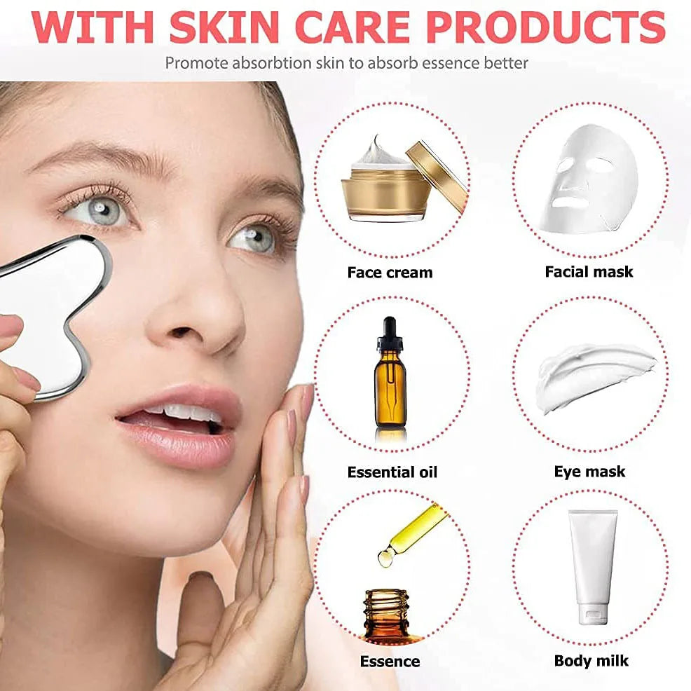 Stainless Steel Facial Roller Skincare Set