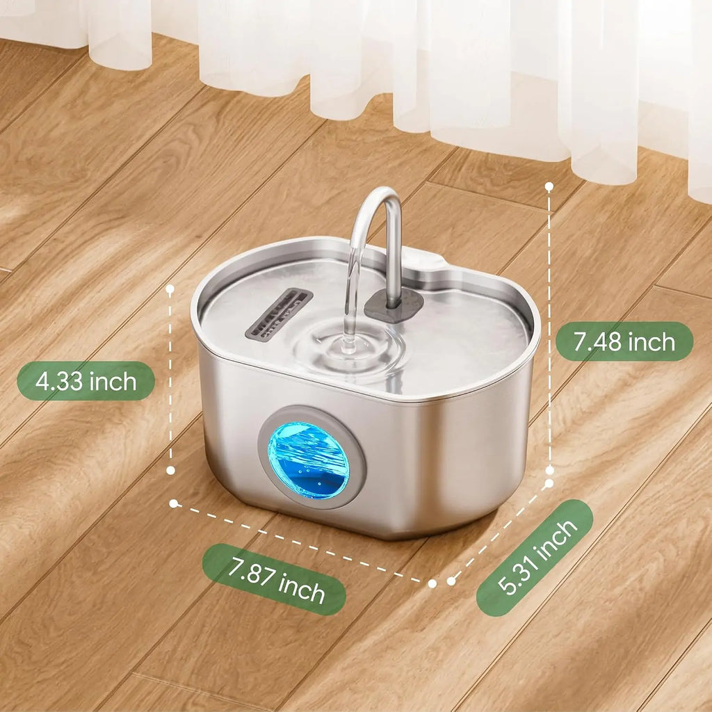 Stainless Steel Cat Water Fountain Stainless Steel: 73oz/2.2L