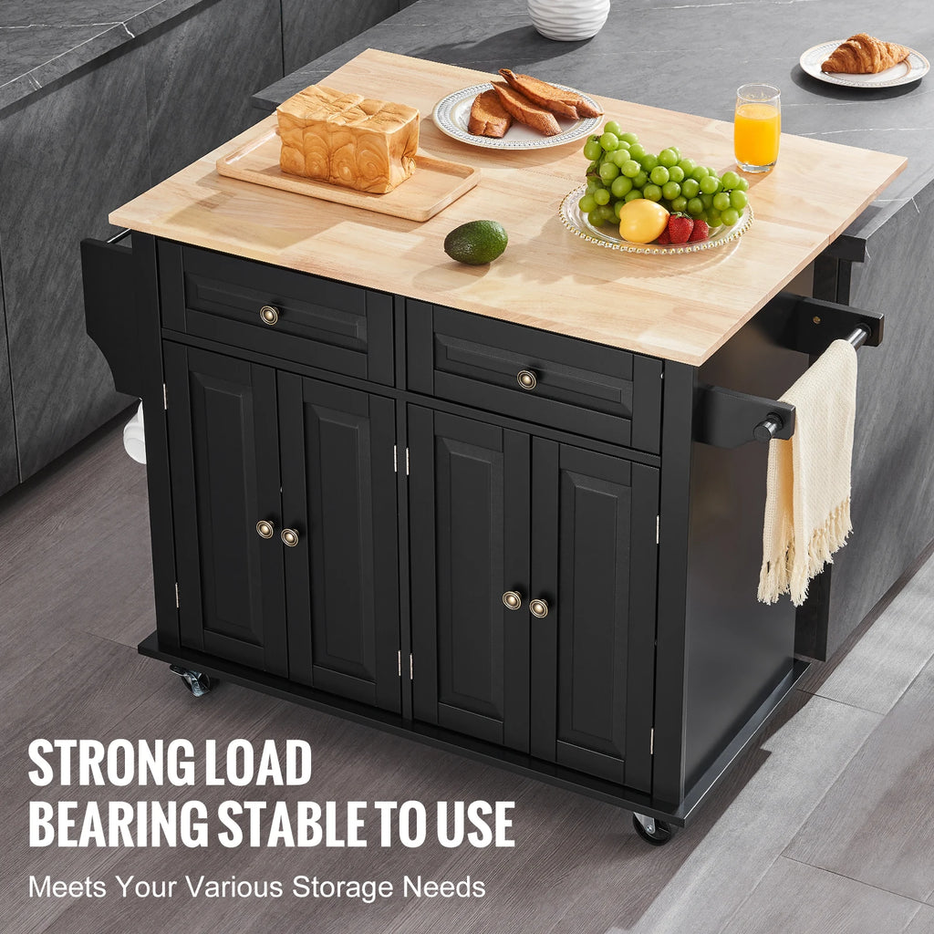 SucceBuy 43" Kitchen Island Cart Wood Top