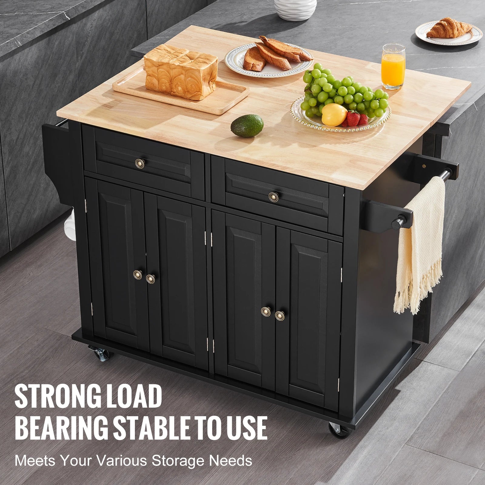 SucceBuy 43" Kitchen Island Cart Wood Top