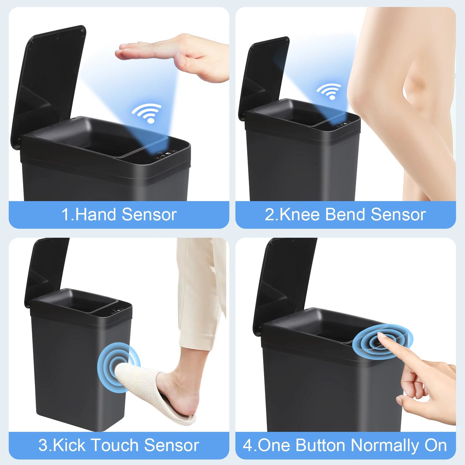 2 Pack 12L Bathroom Automatic Trash Can Touchless Motion Sensor Slim Garbage Can