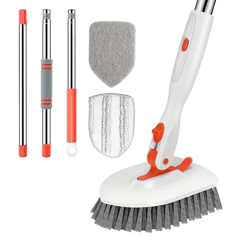 3-in-1 Tile Floor Brush with 52" Adjustable Long Handle
