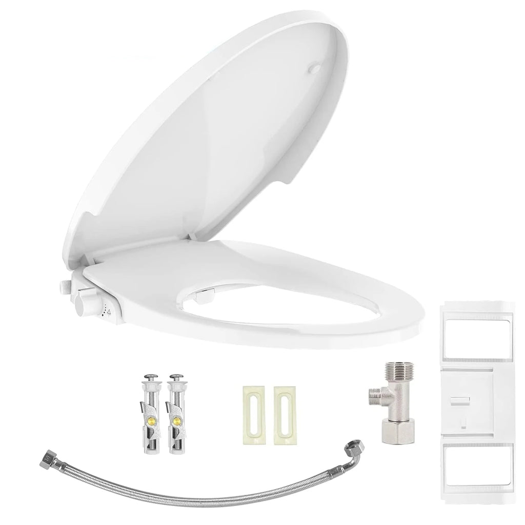 Bidet Toilet Seat, Premium Non-Electric Round Bidet Toilet Seats with Dual Nozzle