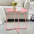 Outdoor Steel Side Tables, Accent End Table for Patio Yard Garden