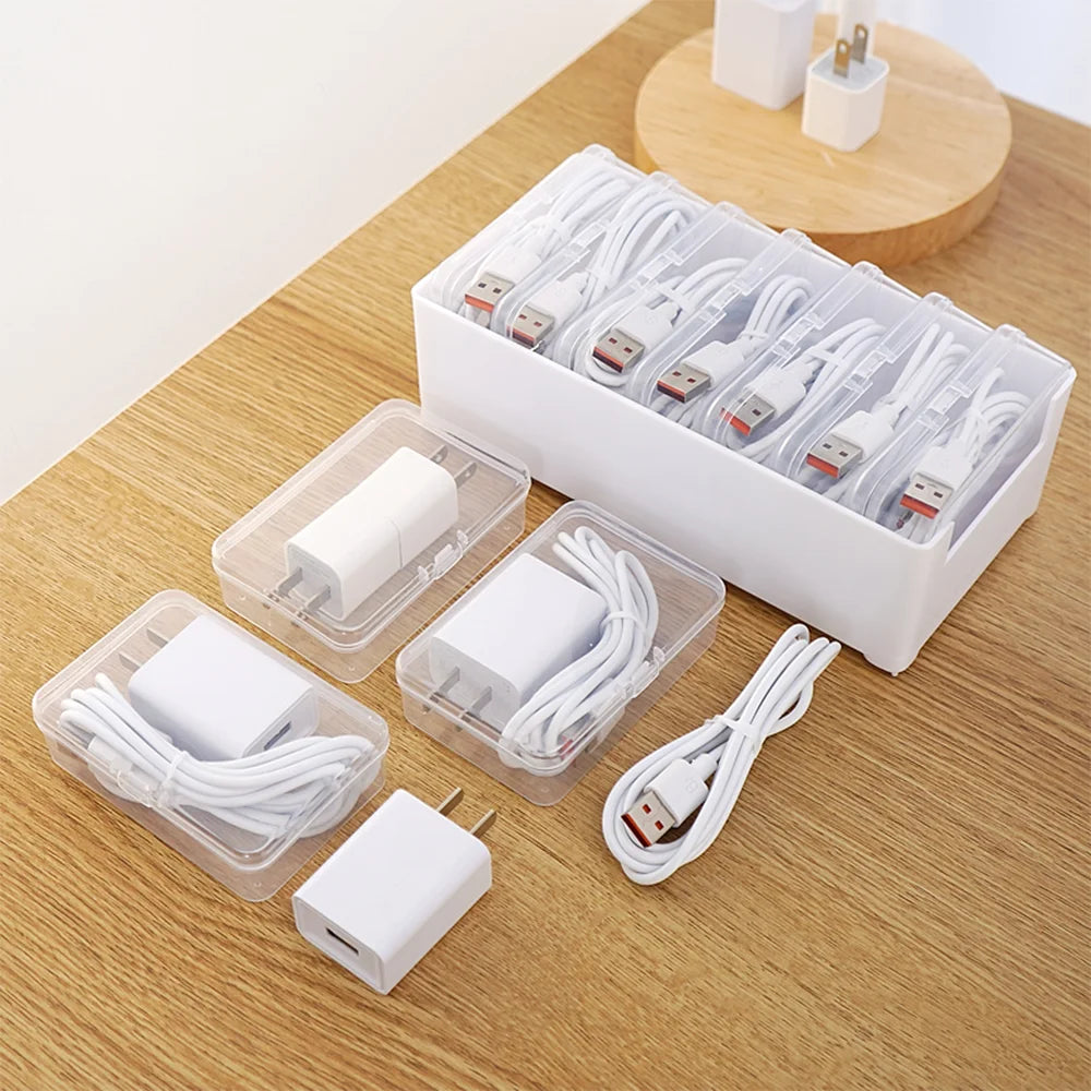 Cable Organizer Boxe Set with 7 Transparent Storage Boxes