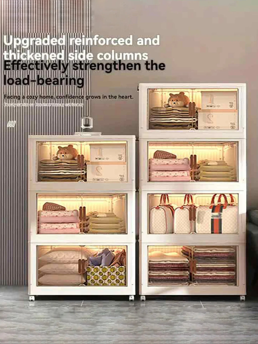 45cm 5layer Versatile 1-5 Layer Folding Storage Cabinet with Magnetic Doors - Dustproof, Waterproof