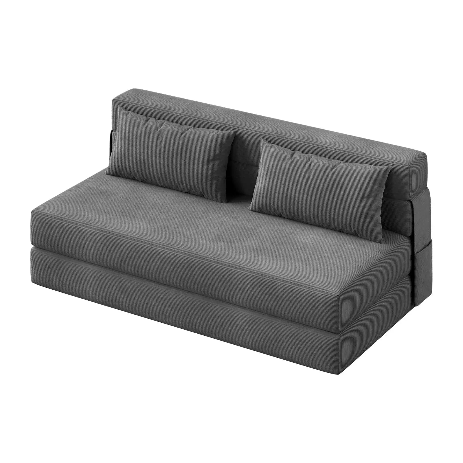 4-in-1 Folding Sofa Bed Convertible Sleeper Soft Corduroy Loveseat Couch With Pillow