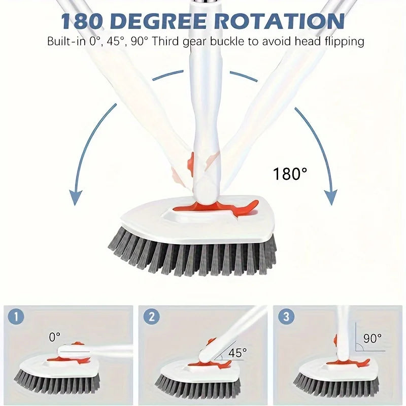 3-in-1 Tile Floor Brush with 52" Adjustable Long Handle