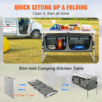 SucceBuy Camping Kitchen Table – Folding, Portable for BBQ & RV