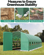 Large 27x10x7 ft Greenhouse with Reinforced Steel Frame, PE Cover,  for Outdoor Garden