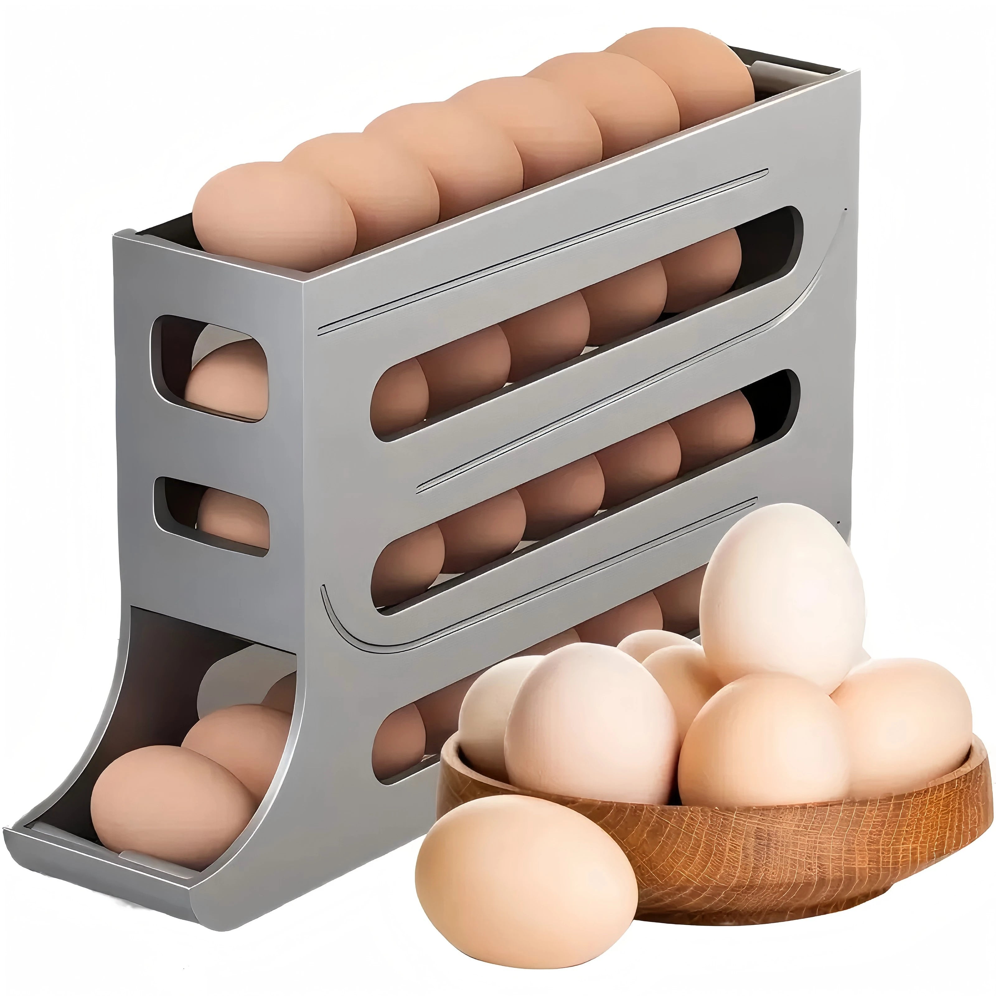 4 Tiers Egg Holder, Automatic Egg Rolling Rack, 30 Eggs Storage Rack