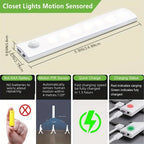 Under Cabinet Lights 6 Pack Motion Sensor Light Indoor LED USB-C Rechargeable Battery Operated Stick-On Light