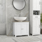 Kleankin Pedestal Sink Storage Cabinet, under Sink Cabinet, Bathroom Vanity Cabinet with U-Shape and Adjustable Internal Shelf