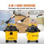 Wet Dry Vac 2.6 Gallon 2.5 Peak HP 3 in 1 Portable Shop Vacuum
