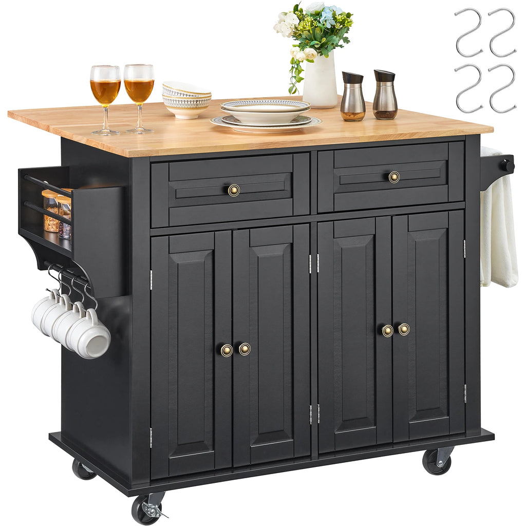 SucceBuy 43" Kitchen Island Cart Wood Top