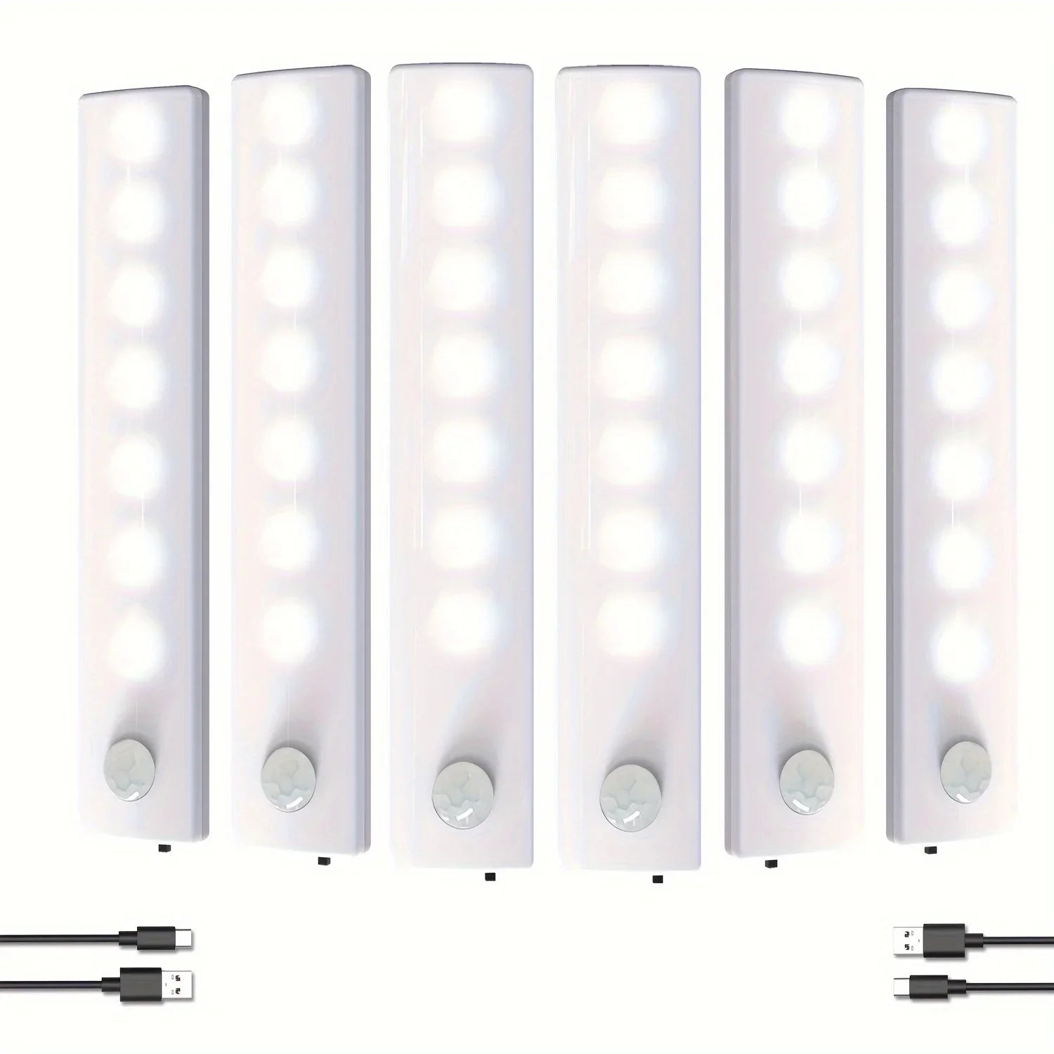Under Cabinet Lights 6 Pack Motion Sensor Light Indoor LED USB-C Rechargeable Battery Operated Stick-On Light