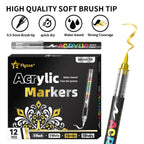 12-Pack (Gold, Silver, Black, White) Acrylic Paint Markers
