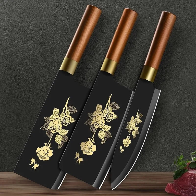 Deluxe Gold Titanium Plated Kitchen Knives