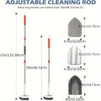 3-in-1 Tile Floor Brush with 52" Adjustable Long Handle