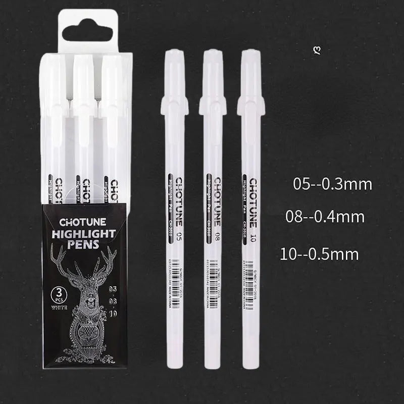 3PCS White Gelly Roll Gel Pens