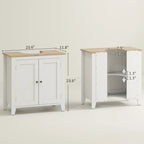 Kleankin Pedestal Sink Storage Cabinet, under Sink Cabinet, Bathroom Vanity Cabinet with U-Shape and Adjustable Internal Shelf